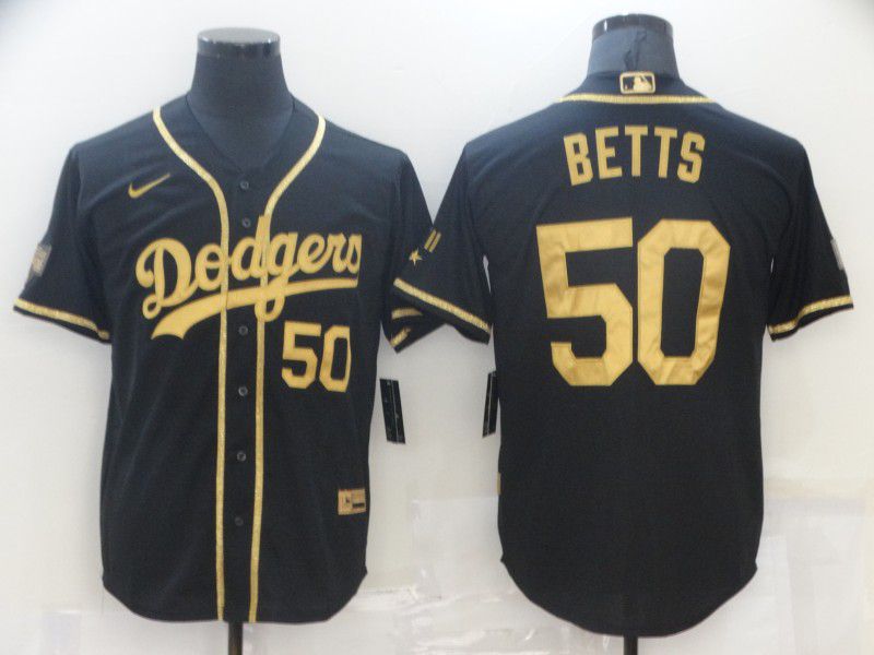 Men Los Angeles Dodgers 50 Betts Black Game Nike MLB Jerseys